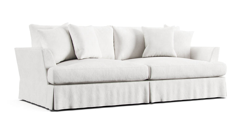Arhaus Emory sofa featuring white Cotton Canvas slipcover