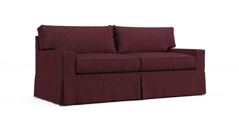 A Mitchell Gold + Bob Williams Alex II seventy nine inch Sofa in an Everyday Weave Maroon cover