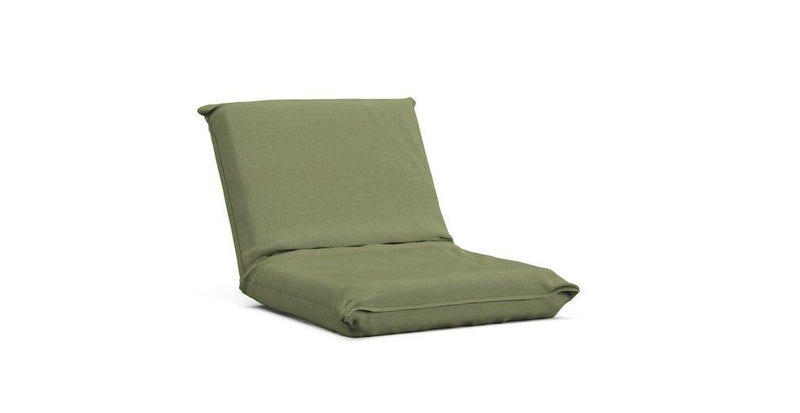 A Muji floor chair in Performance Canvas sage