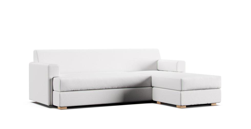 MUJI sectional sofa featuring white Cotton Canvas slipcover