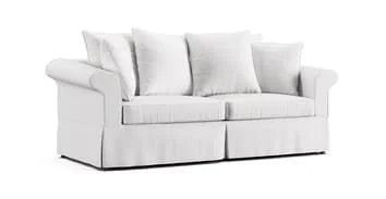 Crate and Barrel Bloomsbury sofa featuring white Cotton Canvas slipcover