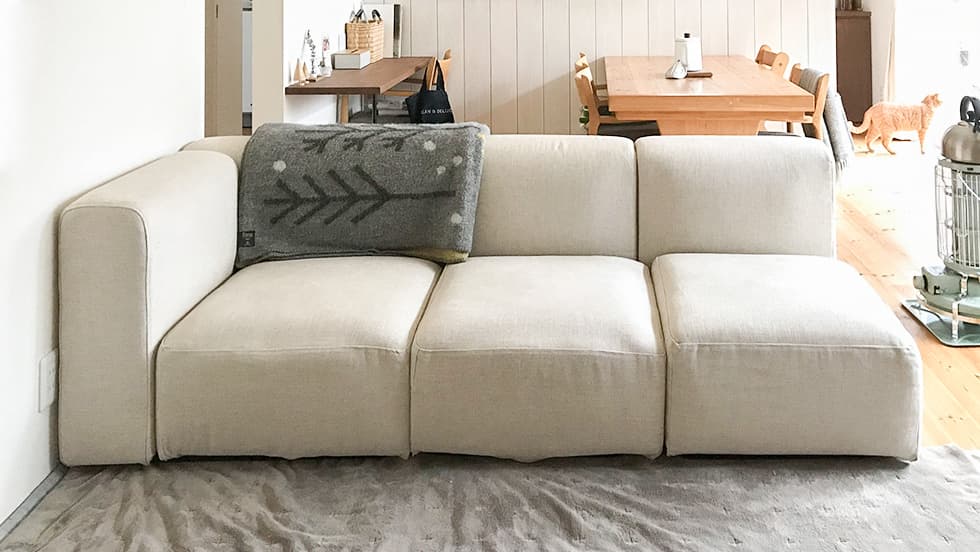 MUJI Unit sofa featuring Everyday Linen Cream slipcover in a scandinavian living room