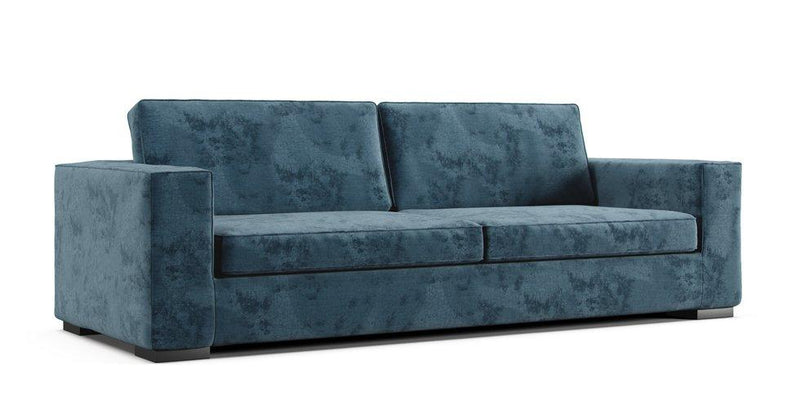 An Article Sitka sofa in a Performance Weave Dark Denim cover