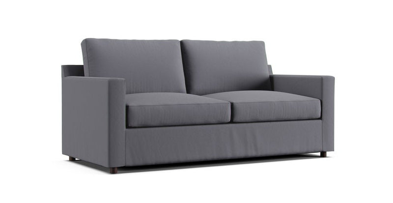 Crate and Barrel Barrett sofa featuring charcoal Cotton Canvas slipcover