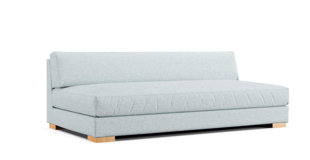CB2 Piazza sofa in blue-toned frost Textured Weave slipcovers