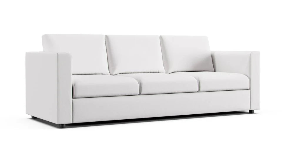 IKEA Finnala three seater sofa in a white Cotton Canvas cover on a white background