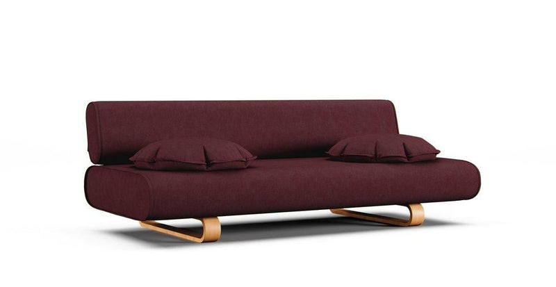 An IKEA Allerum sofa bed in an Everyday Weave Maroon cover