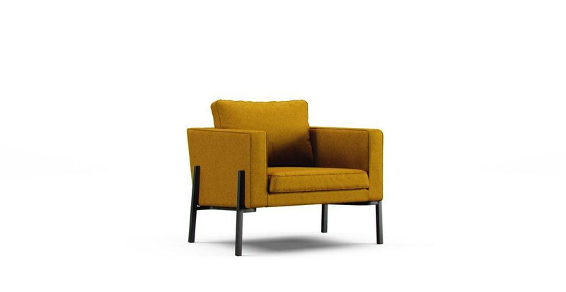 IKEA Koarp armchair in an amber Eco Twill cover on a white background