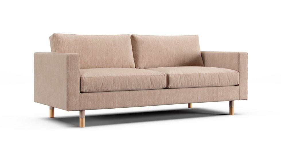 IKEA Morabo sofa in a taupe Cotton Canvas cover on a white background