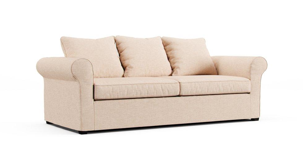 IKEA Varnamo sofa in a sand Textured Weave cover on a white background