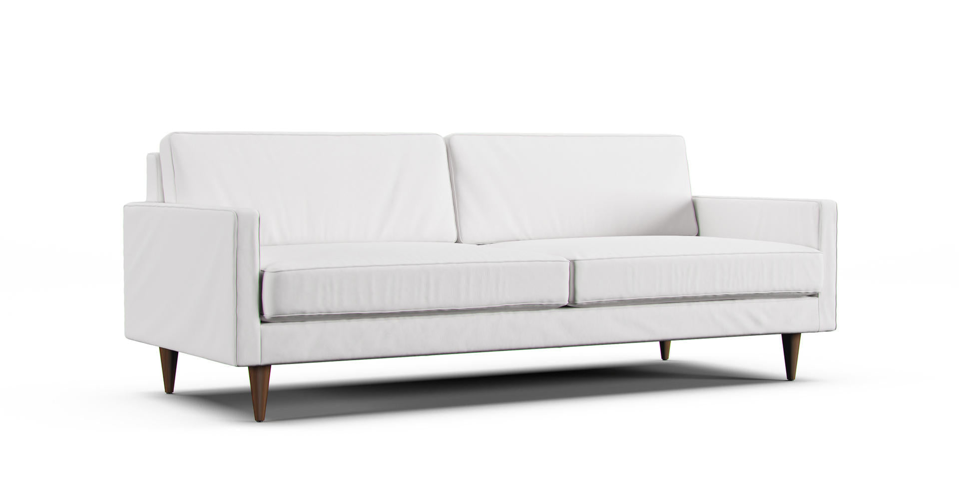 Joybird Eliot sofa in a white Cotton Canvas cover, on a pure white background