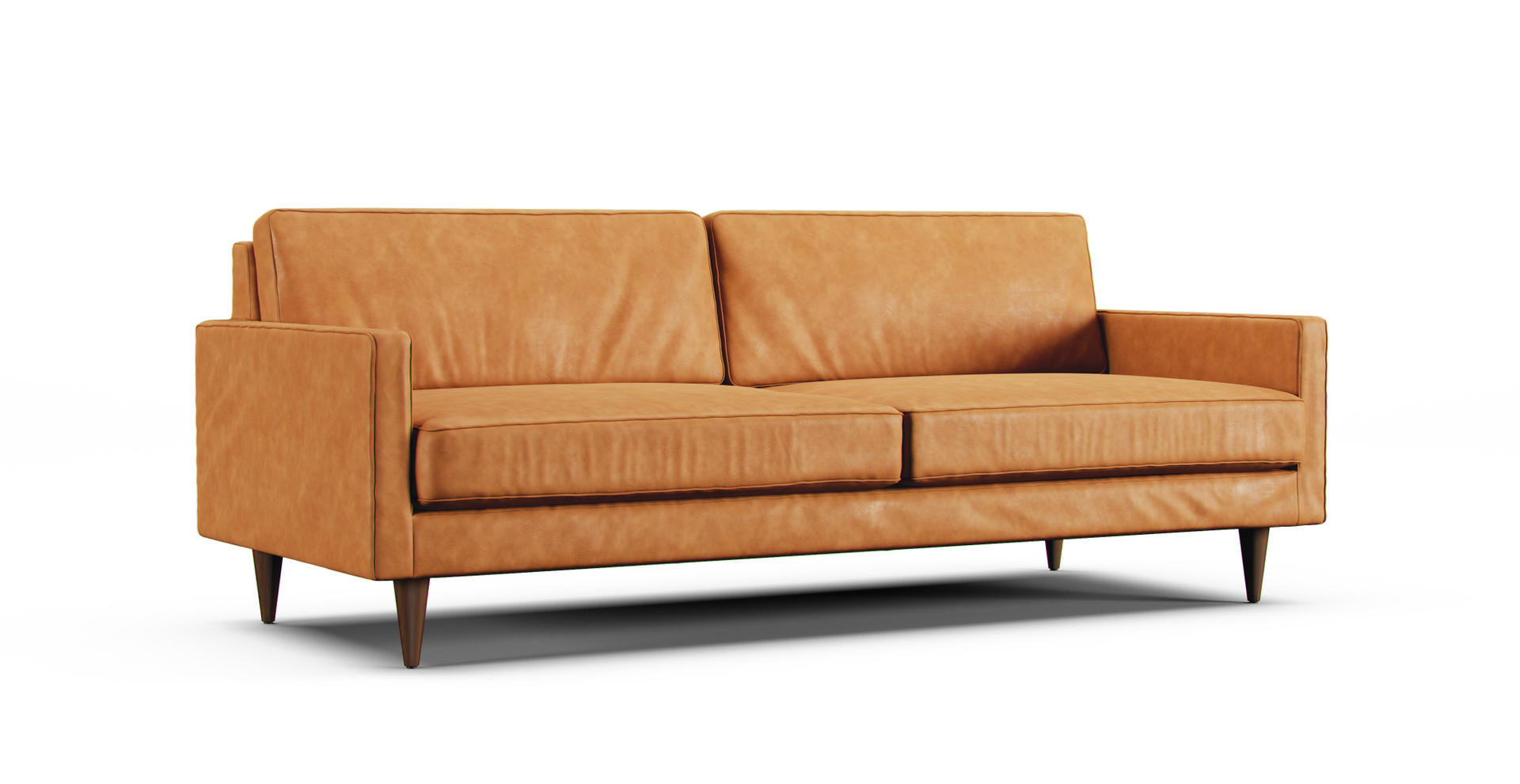 Joybird Eliot sofa with spill resistant and easy clean Savannah Saddle synthetic leather slipcover
