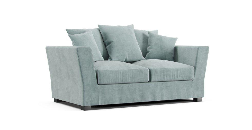 A Maison du Monde Balthazar three Seater Sofa Bed in a Performance Weave Mineral Blue cover