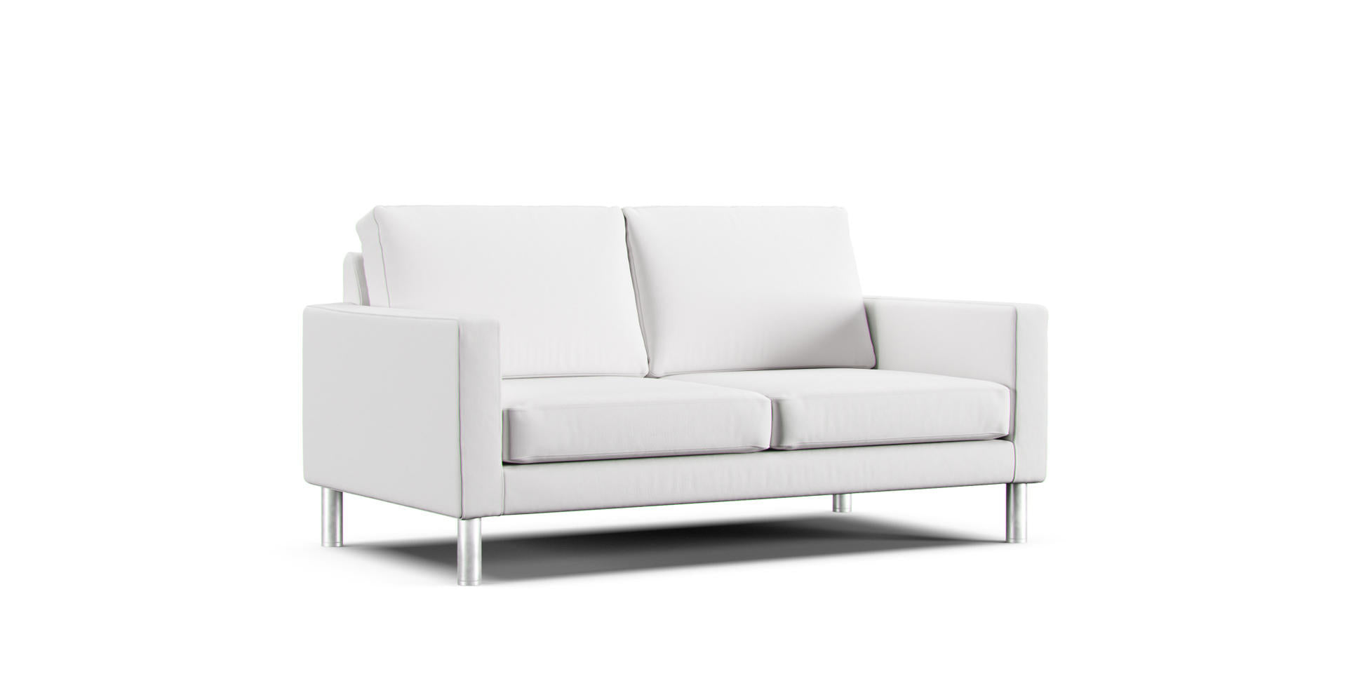 MUJI Leather sofa featuring white Cotton Canvas slipcover
