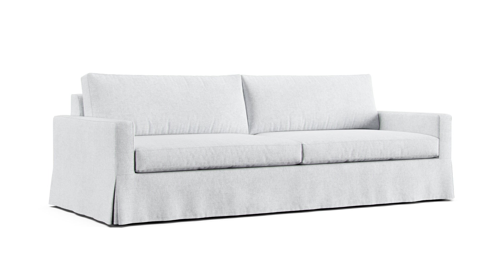 Room and Board Hess eighty-nine inches sofa featuring machine washable white Cotton Canvas slipcover