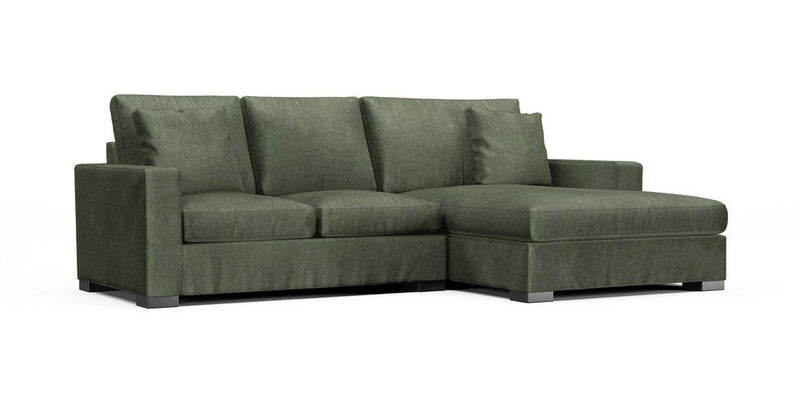 A Room and Board Metro 104" Chaise Sectional in a Signature Velvet Bayleaf cover