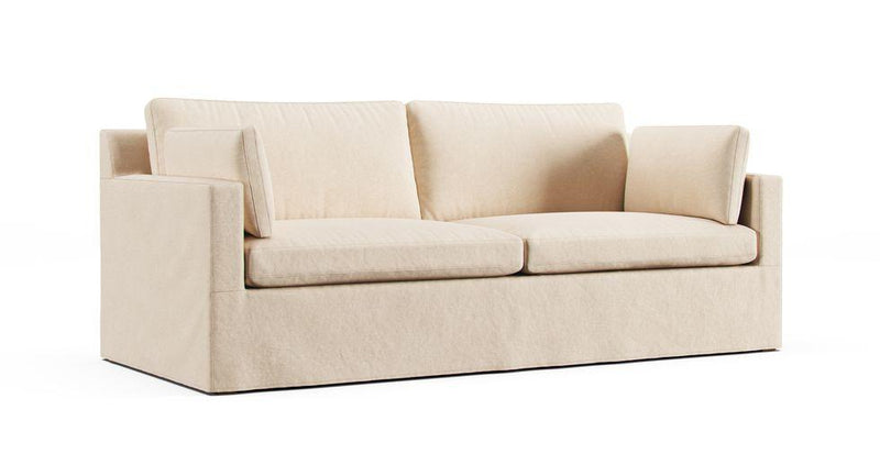 A Rowe Sylvie eighty-eight inch sofa in a Pure Linen Natural cover