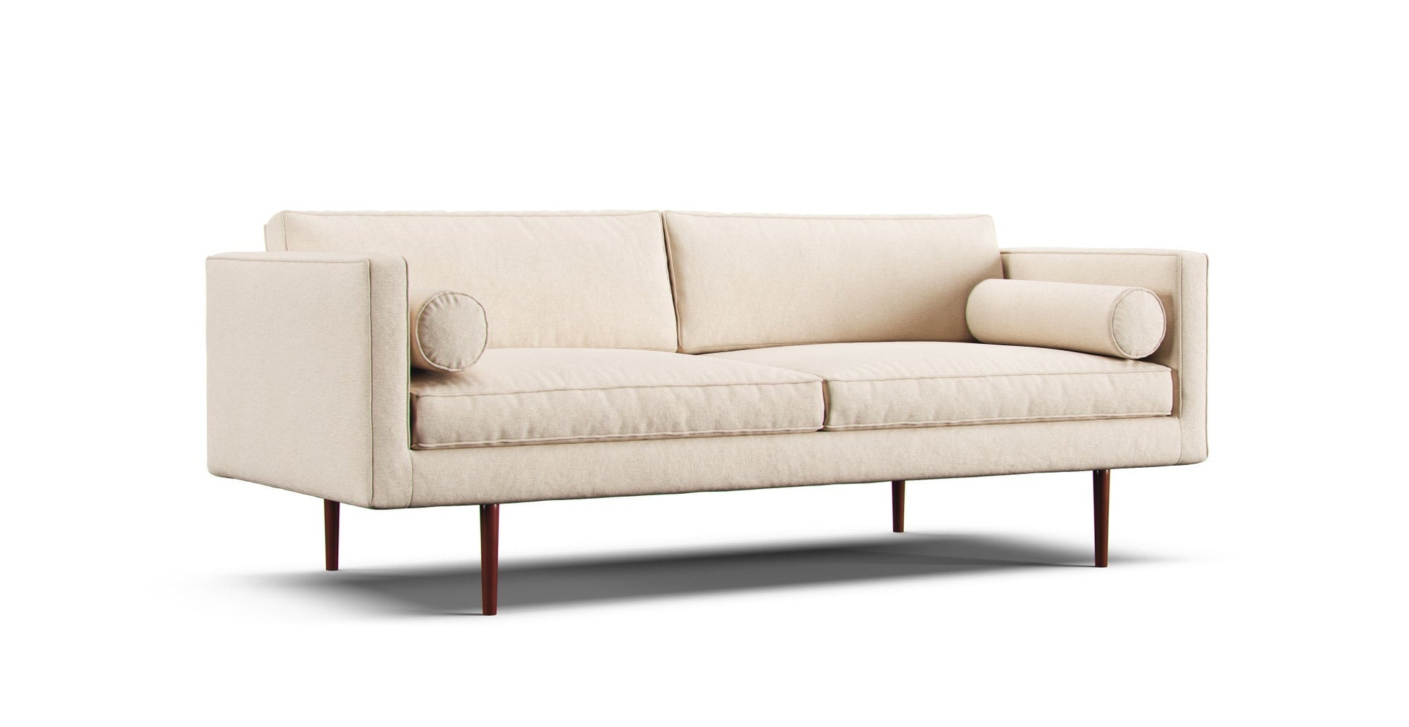 West Elm Monroe Mid-Century eighty inches sofa featuring Pure Linen natural color slipcover