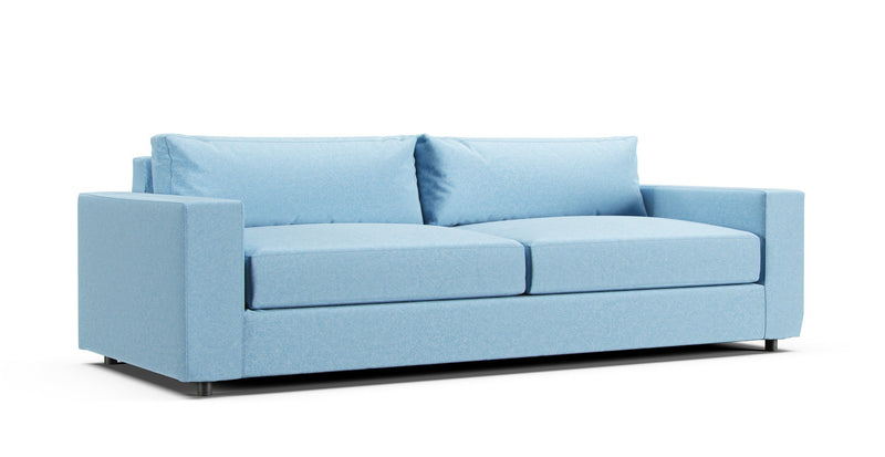 West Elm Urban sofa featuring Claw-proof Velvet Sky Blue slipcover