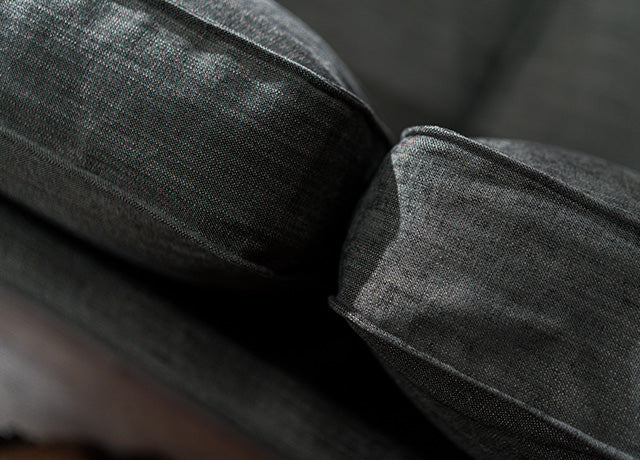 Close-up of IKEA KIVIK three-seater sofa with Performance Weave Woodland Grey slipcover (Alternate angle 2)