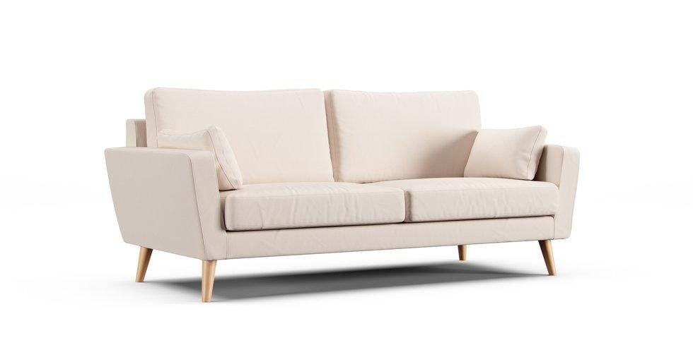 Alinea Icone 3 Seater Sofa With Everyday Cotton Fabric In Sand Colour Slipcover
