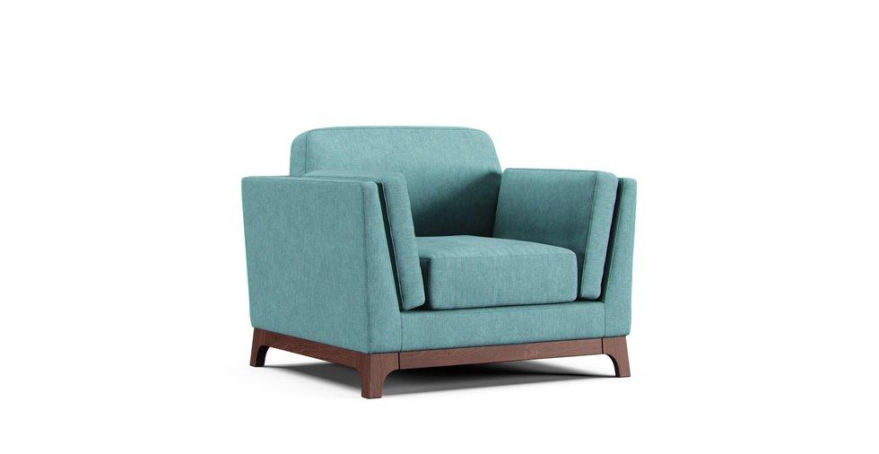 Ceni 39" Armchair Cover - Care+ Tweed Mineral Blue