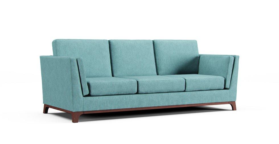 Ceni 83" Sofa Cover - Care+ Tweed Mineral Blue