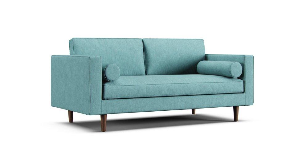 Sven 72" 2.5 Seater Loveseat Slipcover - Care+ Tweed Mineral Blue