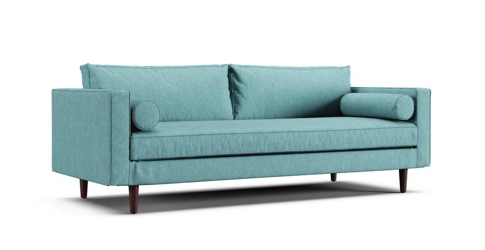 Sven 88" Sofa Slipcover - Care+ Tweed Mineral Blue