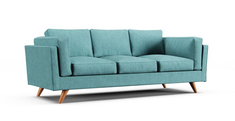 Timber 90" Sofa Slipcover - Care+ Tweed Mineral Blue