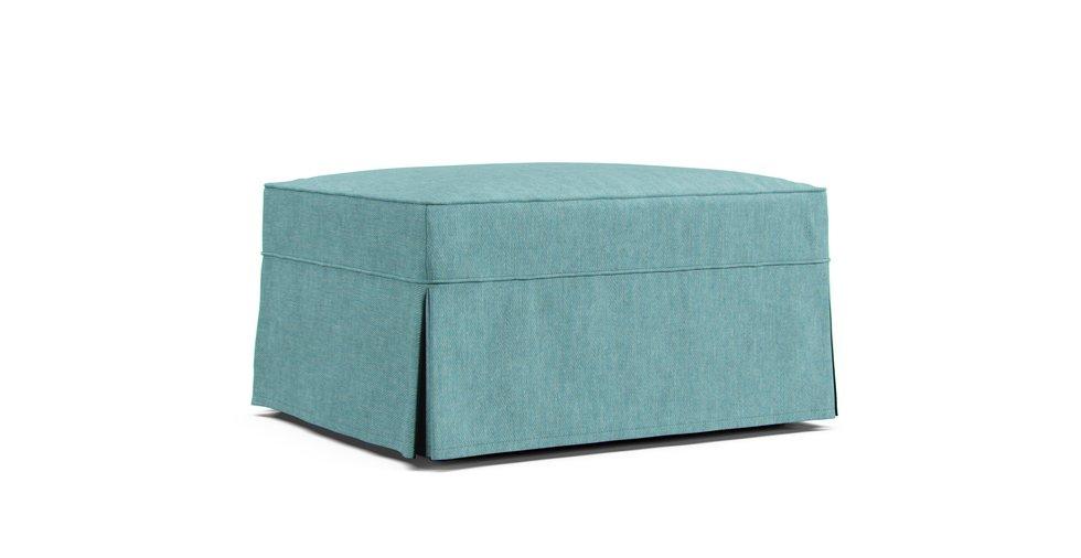 Baldwin Slipcovered 32x26x17 Ottoman Slipcover - Care+ Tweed Mineral Blue