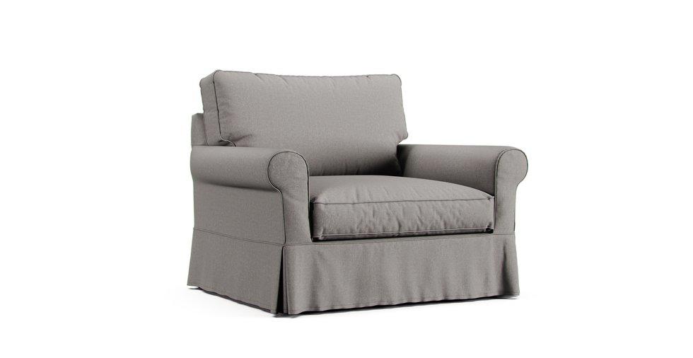 Baldwin Slipcovered Chair Slipcover - Care+ Canvas Ash