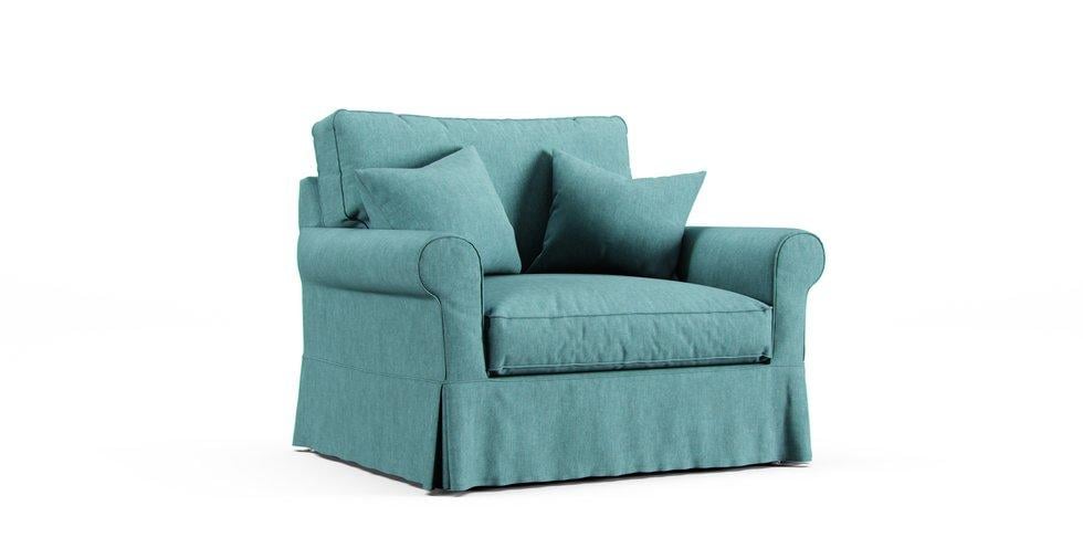 Baldwin Slipcovered Chair Slipcover - Care+ Tweed Mineral Blue