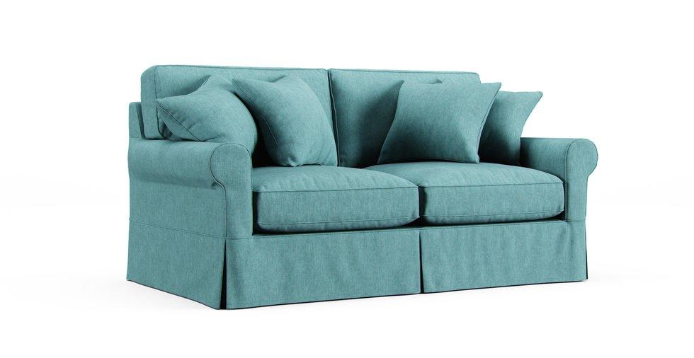 Baldwin Slipcovered 76" Sofa Slipcover - Care+ Tweed Mineral Blue
