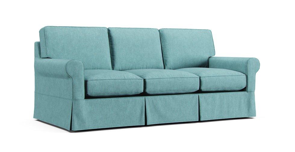 Baldwin Sofa Slipcover - Care+ Tweed Mineral Blue
