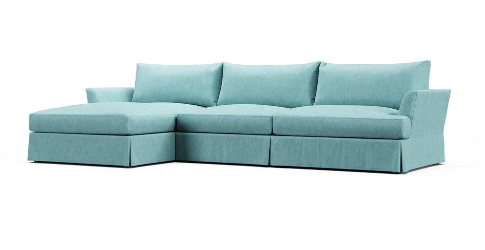 Emory 2 Piece Sectional Slipcover - Care+ Tweed Mineral Blue