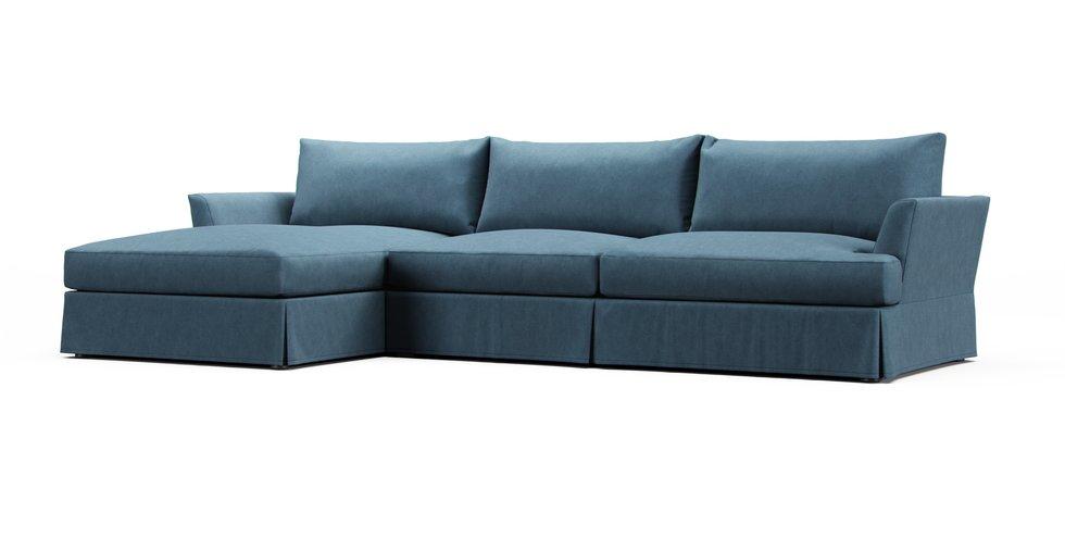 Emory 2 Piece Sectional Slipcover - Care+ Tweed Teal