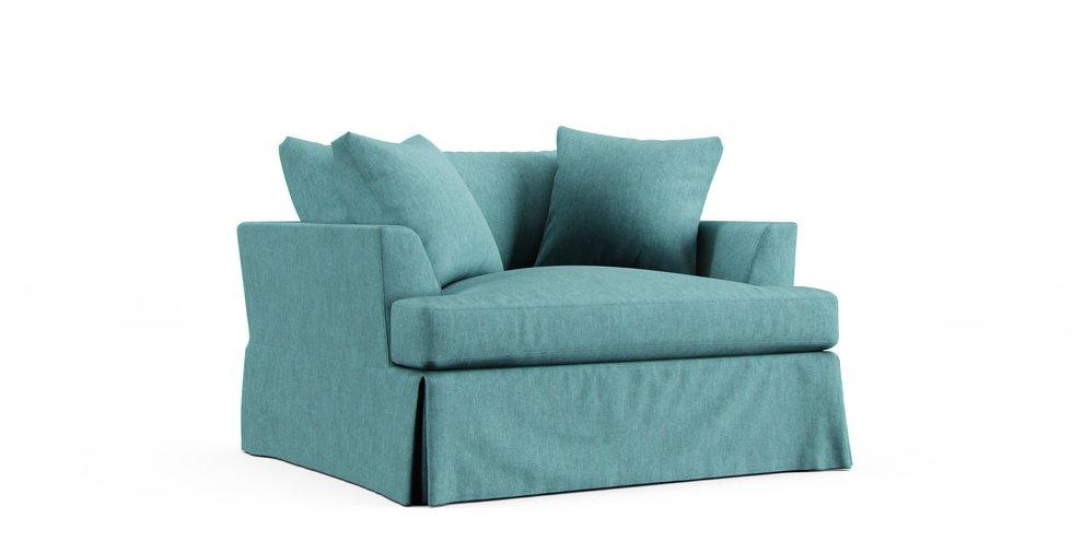 Emory 53" Chair Slipcover - Care+ Tweed Mineral Blue