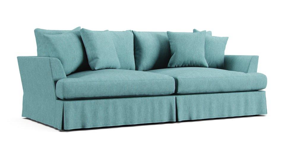 Emory Sofa Slipcover - Care+ Tweed Mineral Blue