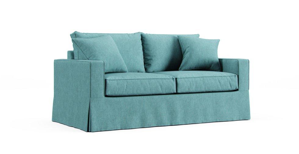 Filmore Air Sleeper Sofa Slipcover - Care+ Tweed Mineral Blue