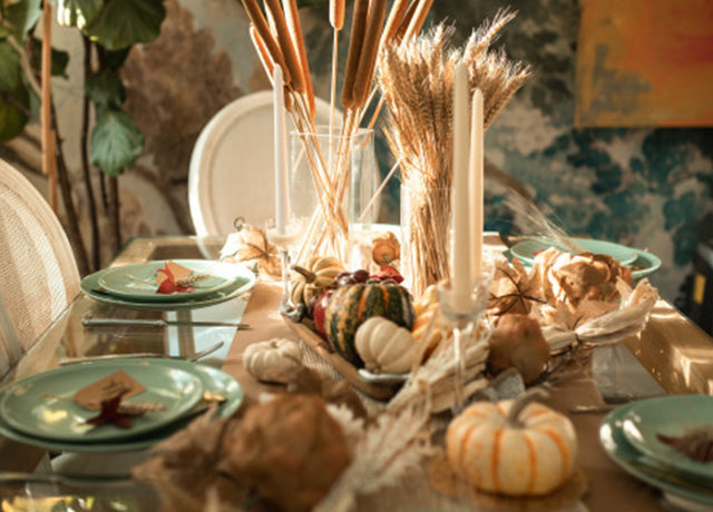 Fall theme decorated dining table