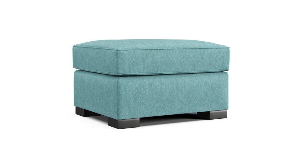 Axis II Ottoman Slipcover - Care+ Tweed Mineral Blue