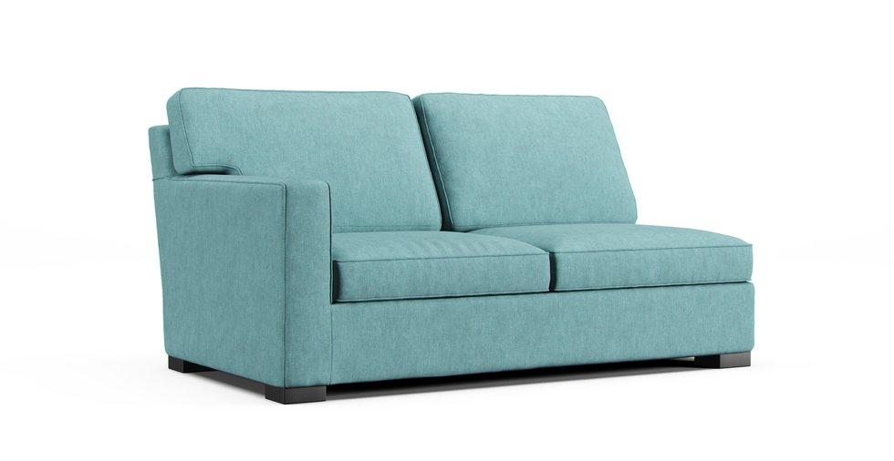 Axis II Left/Right-Arm Loveseat Slipcover - Care+ Tweed Mineral Blue