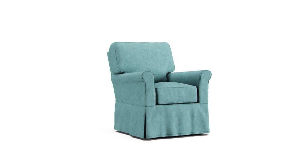 Bayside Accent Chair Slipcover - Care+ Tweed Mineral Blue