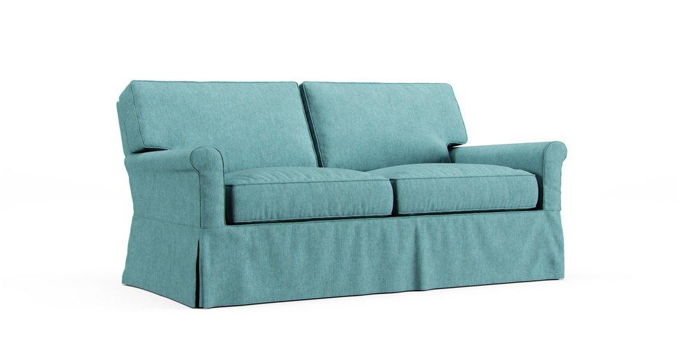 Bayside Loveseat Slipcover - Care+ Tweed Mineral Blue