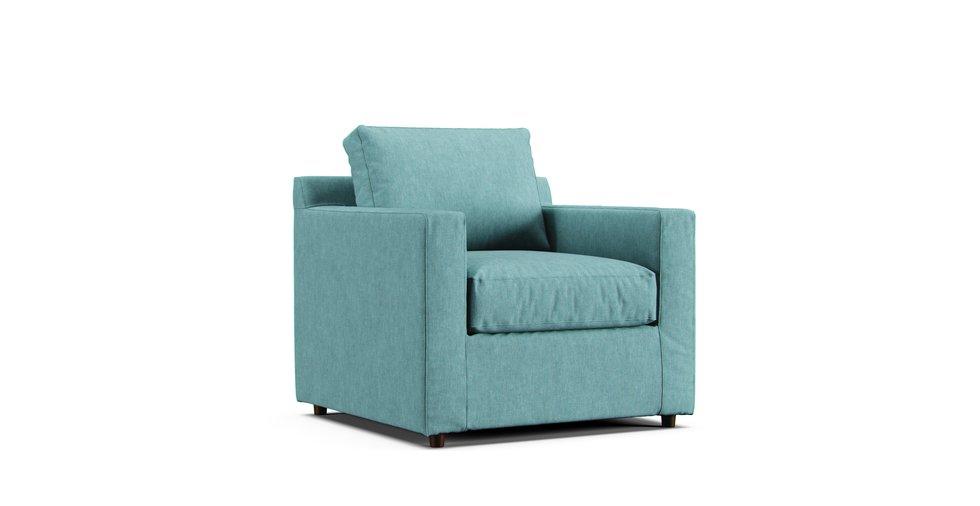 Barrett Track Arm Chair Slipcover - Care+ Tweed Mineral Blue