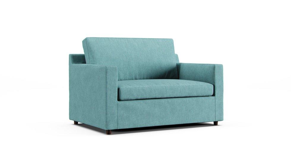Barrett Track Arm Chair and a Half Slipcover - Care+ Tweed Mineral Blue
