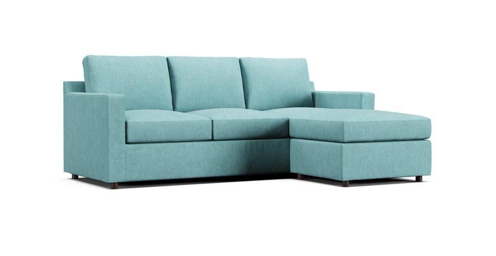 Barrett Reversible Sectional Sofa Slipcover - Care+ Tweed Mineral Blue