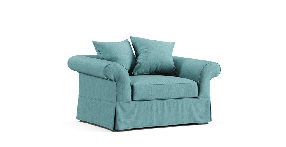 Bloomsbury Chair Slipcover - Care+ Tweed Mineral Blue