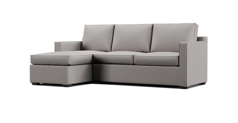 Davis Chaise Sectional Slipcover - Care+ Canvas Ash
